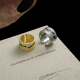 Открытое кольцо с вогнуто-выпуклой поверхностью неправильной формы для женщин, 925 серебро 925 пробы с золотой и оловянной фольгой.