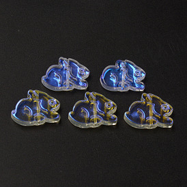 Electroplate Transparent Glass Beads, AB Color Half Plated, Rabbit