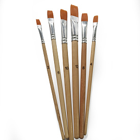 Ensemble de pinceaux en bois de peinture, avec tube en aluminium et poils en nylon, pour l'artisanat de peinture à l'aquarelle à l'huile de bricolage
