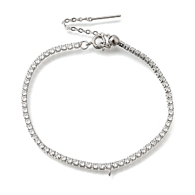 2.5мм латунный браслет с прозрачными кубическими циркониями для тенниса, Регулируемые браслеты-слайдеры с петлями для подвесок, без кадмия и без свинца