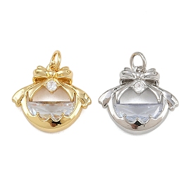Латунь стекло кулоны, бантом прелести, с целью перехода в кольце, стойки покрытие, долговечный, без свинца и без кадмия