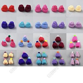 60piezas 20 estilos mini gorros de lana para tejer, para adornos de árboles de navidad, Lindos accesorios de decoración para muñecas.