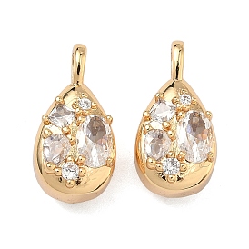 Латунные микропаве прозрачные подвески с фианитом, слезинки