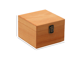 Wooden Storage Box, Flip Cover, with Iron Clasps, Square