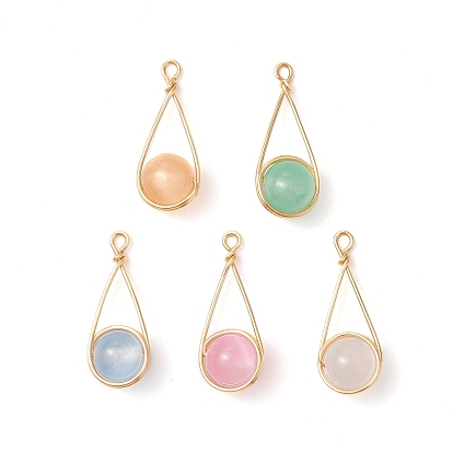 Подвески из натурального селенита, с медной проволокой, слеза