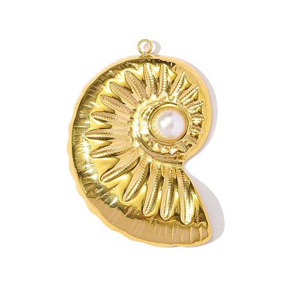 304 подвески из нержавеющей стали, подвески в форме раковины, с имитацией жемчуга, ионное покрытие (ip)