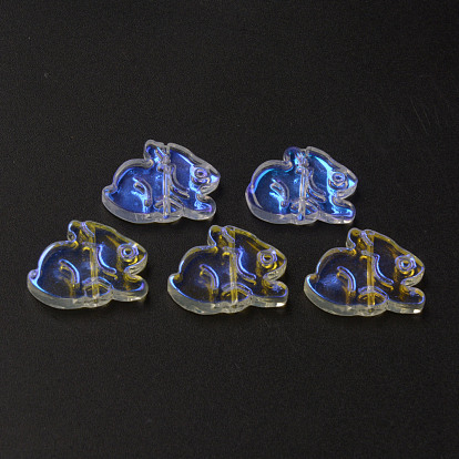 Electroplate Transparent Glass Beads, AB Color Half Plated, Rabbit