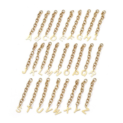 304 удлинитель цепи из нержавеющей стали, с кабельной цепочкой и подвесками с алфавитом, Письмо ~ Z