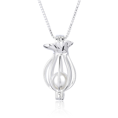 925 подвесные стерлингового серебра ожерелья, с латунной цепью