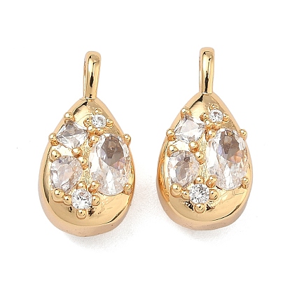 Латунные микропаве прозрачные подвески с фианитом, слезинки