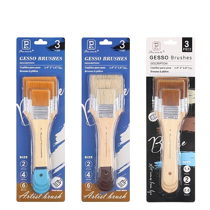 Gesso Oil Paint Wood Brushes, Nylon Hair Brushes with Wooden Handle, for Paint the Walls