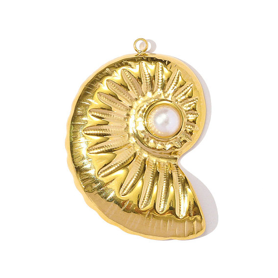 304 подвески из нержавеющей стали, подвески в форме раковины, с имитацией жемчуга, ионное покрытие (ip)