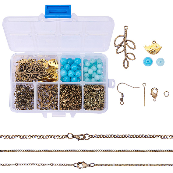 Earring Making, with Tibetan Style Pendants, Natural Jade Beads and Brass Earring Hooks, Bird & Branch