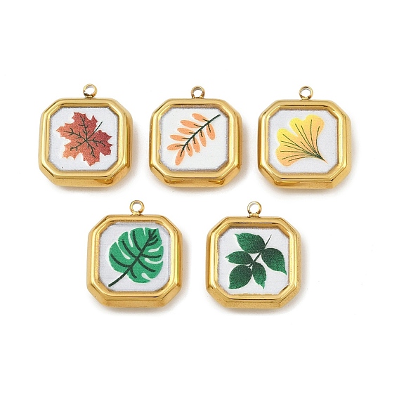 Печатные 304 подвески из нержавеющей стали, квадрат с листа, вакуумное покрытие pvd, реальный 18 k позолоченный