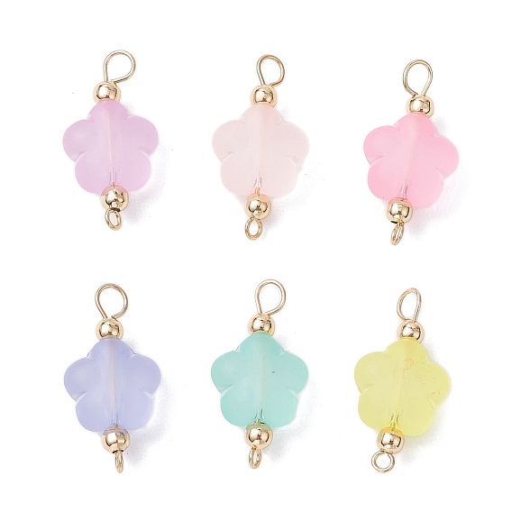 Прозрачные матовые акриловые цветочные звенья-соединители подвески, с 304 двойными петлями из нержавеющей стали, золотые