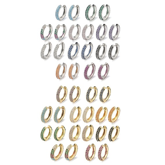 Латунные микро проложить серьги обруча кубического циркония, без кадмия и без свинца, долговечный, стойки покрытие