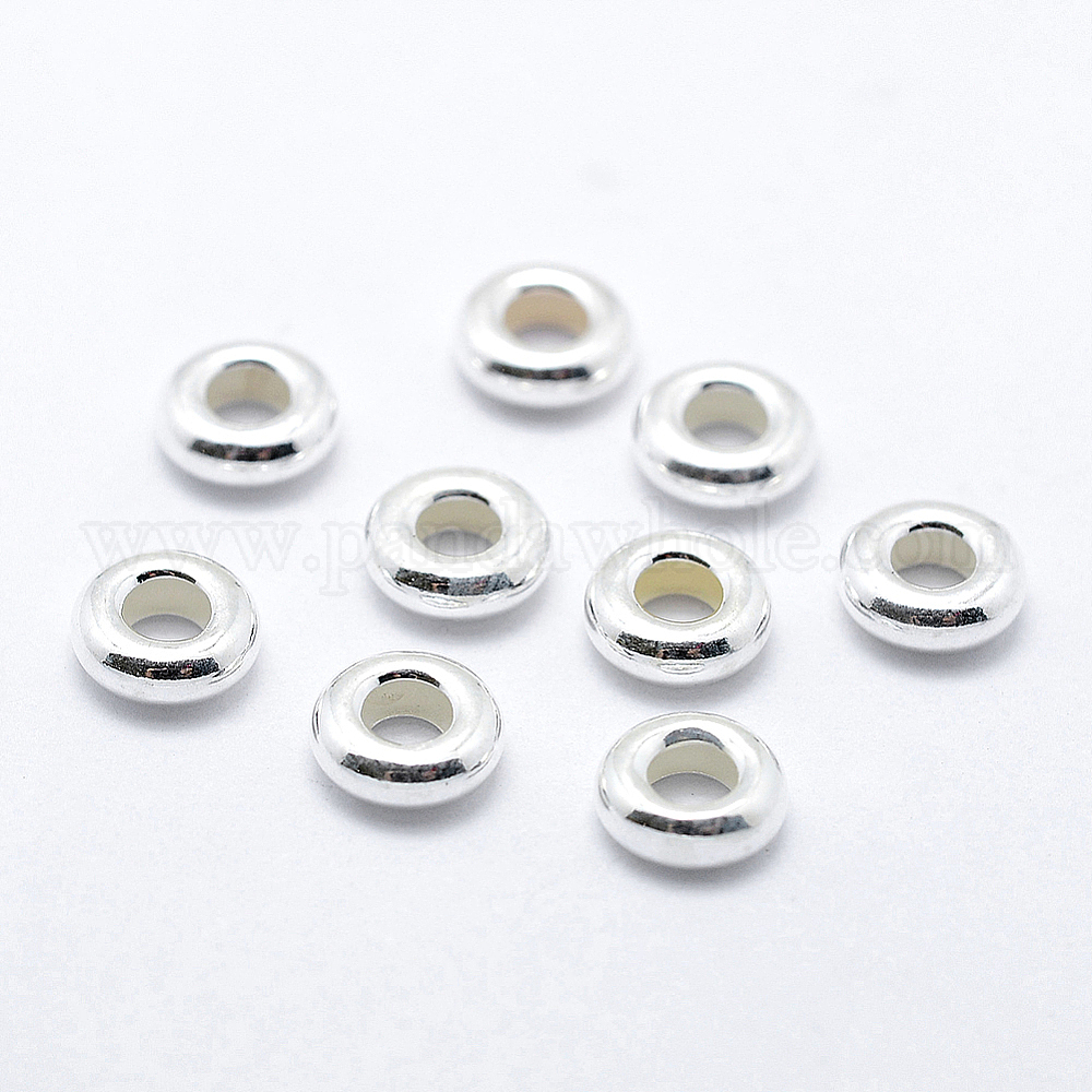 China Factory 925 Sterling Silver Spacer Beads, Rondelle 5x2mm, Hole: 2.5mm  in bulk online 