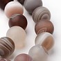 Natural Botswana Agate Bead Strands, Frosted, Round