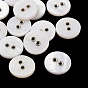 Natural Shell Buttons, 2-Hole Alloy Eyelet Flat Round Buttons