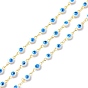 Brass & Enamel Link Chains, Long-Lasting Plated, Evil Eye, Unwelded, with Spool