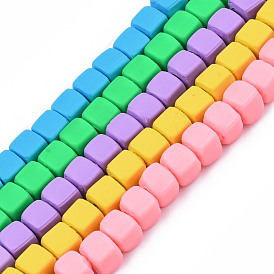 Handmade Polymer Clay Beads Strands, Cube