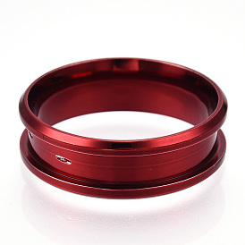 201 Stainless Steel Grooved Finger Ring Settings, Ring Core Blank, for Inlay Ring Jewelry Making