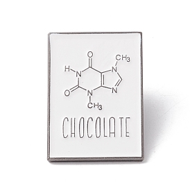 Molecular Structure and Word Chocolate Enamel Pin, Rectangle Alloy Badge for Teachers' Day, Gunmetal