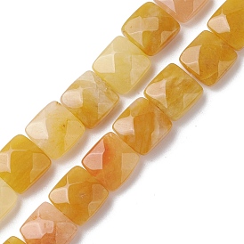 Natural Topaz Jade Beads Strands, Faceted Square