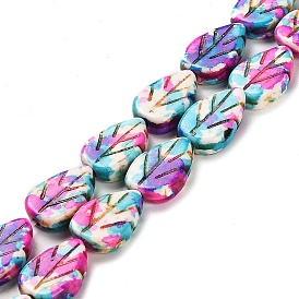 Synthetic Turquoise Beads Strands, Leaf, Dyed