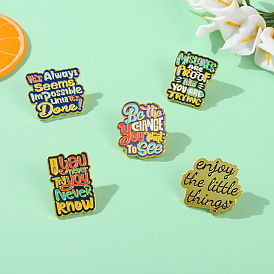 Colorful Enamel Pin with Inspirational Phrase for Clothes and Bags