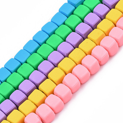 Handmade Polymer Clay Beads Strands, Cube
