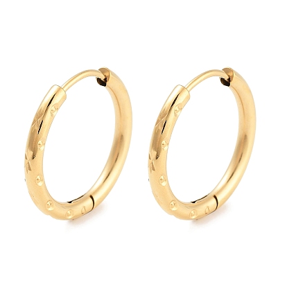 Ion Plating(IP) 304 Stainless Steel Textured Huggie Hoop Earrings for Women, with 316 Surgical Stainless Steel Ear Pins
