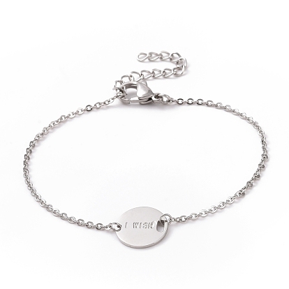 304 pulsera de eslabones de acero inoxidable con la palabra i wish para mujer