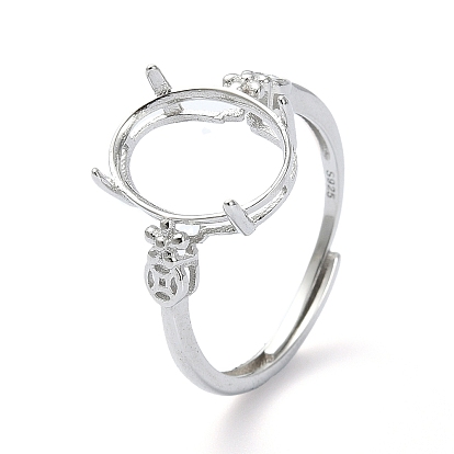 Регулируемые 925 настройки для колец-солитеров из стерлингового серебра, 4 настройки кольца зубца когтя, за половину пробурено бисера, фитинги с кольцевыми креплениями и перламутровым седлом