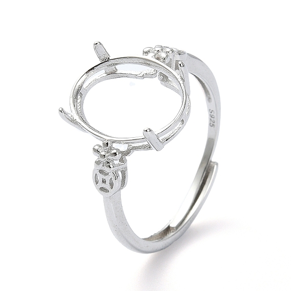 Регулируемые 925 настройки для колец-солитеров из стерлингового серебра, 4 настройки кольца зубца когтя, за половину пробурено бисера, фитинги с кольцевыми креплениями и перламутровым седлом