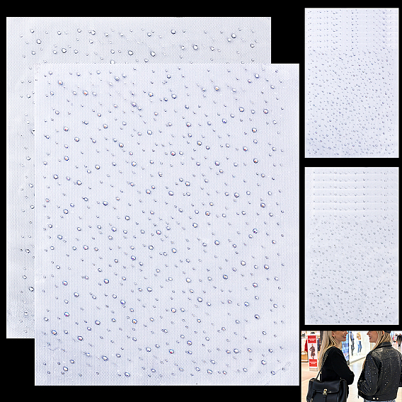 24Pcs 2 Colors Glass Hotfix Rhinestone, Iron on Appliques, Costume Accessories, for Clothes, Bags, Pants