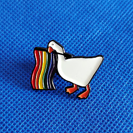 Cartoon Anime Rainbow Flag Goose Alloy Badge Cute Little Animal Metal Enamel Badge Fashion Lapel Pin