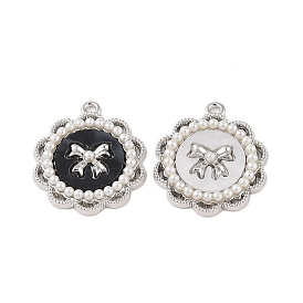 Rack Plating Alloy with Acrylic Pendants, with ABS Imitation Pearl Beads, Flower with Bowknot