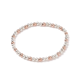 Bracelet extensible en perles rondes en laiton bicolore pour femme