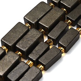 Нити из бусин из натурального золотого пирита/золотого пирита, кубоид, с бисером