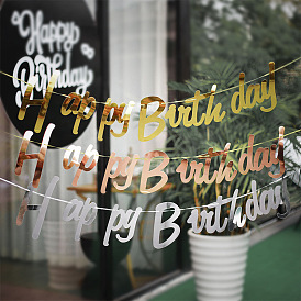 Mirror Paper Happy Birthday Banner, for Party Home Decorations