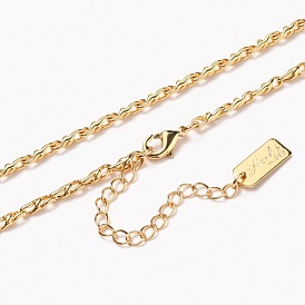 Brass Link Chain Necklaces, Long-Lasting Plated, Word Hand Made