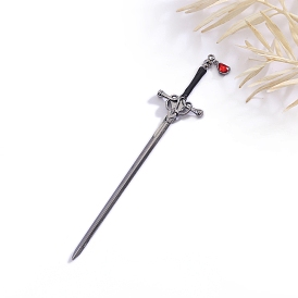 Palillos para el pelo de aleación de estilo antiguo para mujer, Palillos de horquilla con forma de espada de cristal