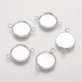 La configuración del conector de bronce cabujón, copas de bisel de borde liso, plano y redondo