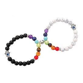 Colorful Magnetic Heart Couple Bracelet with Natural Stone - Fashionable Attraction!