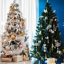 16Pcs Glass Snowflake Christmas Tree Hanging Ornaments, Window Suncatchers for Home Garden Decoration