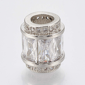 Латунные микро проложить Цирконий Европейский бисером, бусины с большим отверстием, баррель