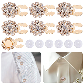 1 застежка-кнопка со стразами из сплава с отверстием, с акриловыми пуговицами для рубашки
