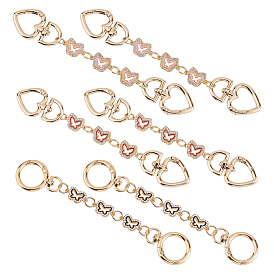 6 шт. 3 стили железо стекло с эмалированной бабочкой удлинительные цепи, с литыми пружинными кольцами, золотой свет