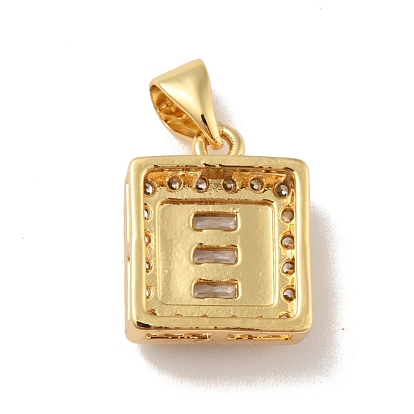 Brass Micro Pave Cubic Zirconia Pendants, Cadmium Free & Lead Free, Long-Lasting Plated, Square, Clear